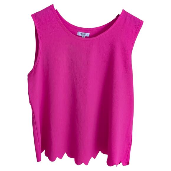 Marisol L Pink Sleeveless Top With Scalloped Heming Detail - Picture 5 of 7